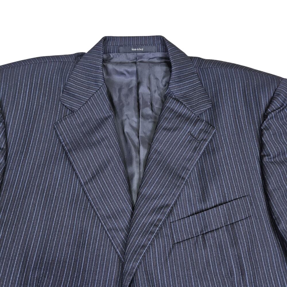 VTG Ermenegildo Zegna Blazer Mens 44R Italian Suit Jacket Navy Wool Pinstripe
